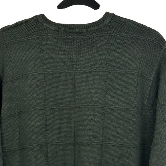 IZOD Sweater Mens Medium Gray Crewneck Windowpane Textured Long Sleeve Cotton - Picture 10 of 12